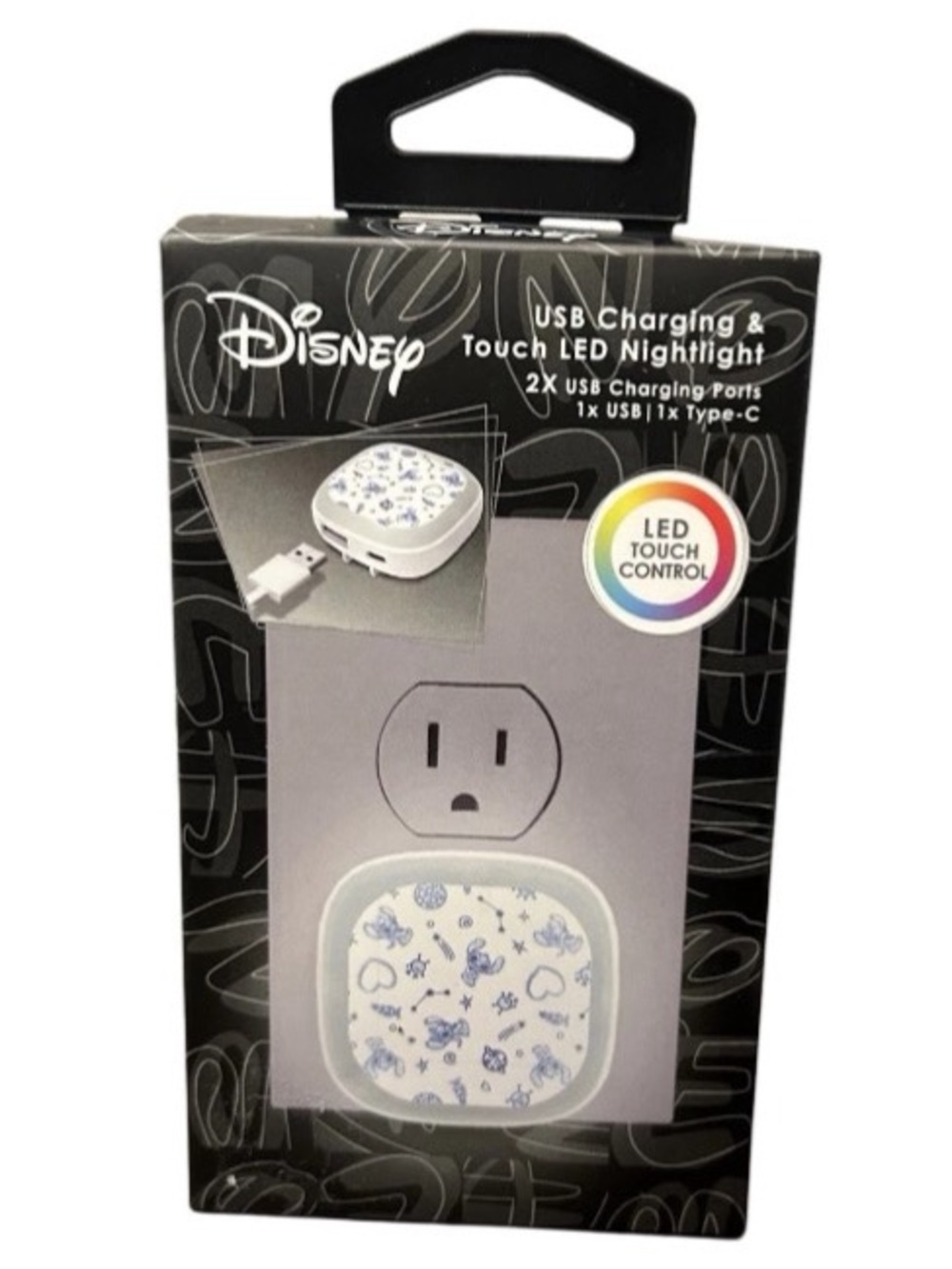 Disney Stitch 2x USB Charging Ports 1 X USB LED Nightlight Changing Colors New